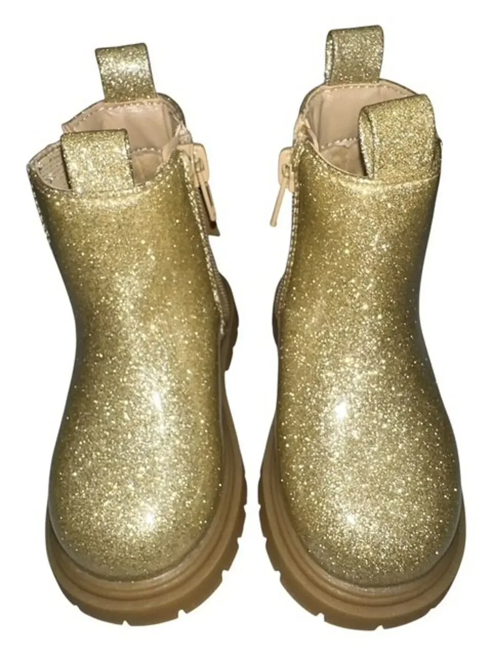 Thereabouts Toddler Girl size 7 Medium Boots Gold Underglass Lil Elisa Flat Heel